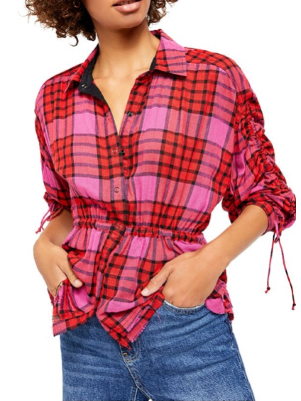 Free People We The Free Pacific Dawn Plaid Top